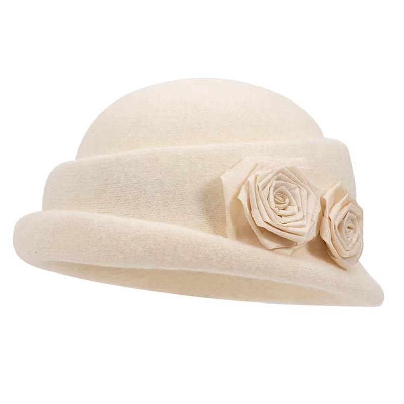 Women Elegant Party Formal Fedora Hat Winter Wool Knitted Warm Cloche Church Hats Fashion Headwear