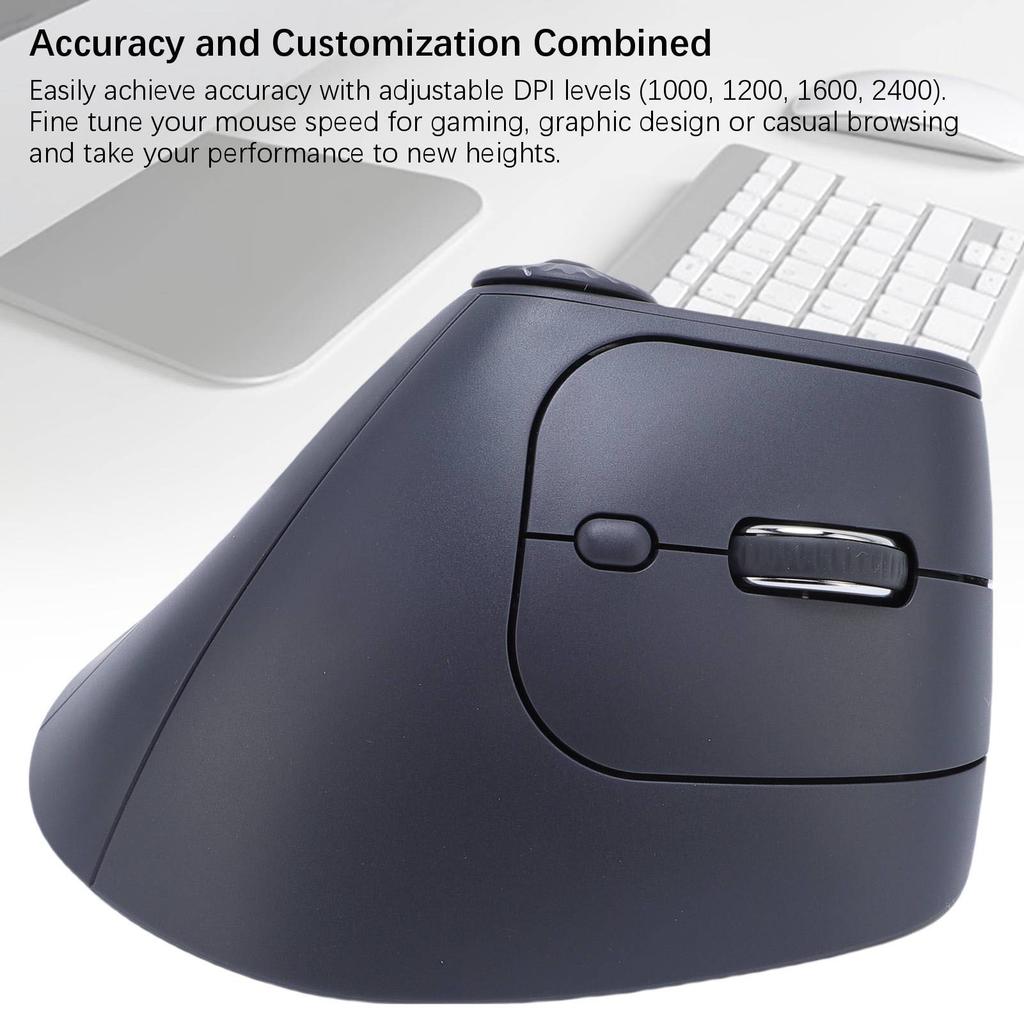 Ergonomic Vertical Wireless Mouse Bluetooth and 2.4GHz Dual Mode Adjustable DPI Rechargeable Silent