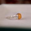 Exquisite S925 Sterling Silver Old Amber Wax Bread Block Ring Stud Earrings