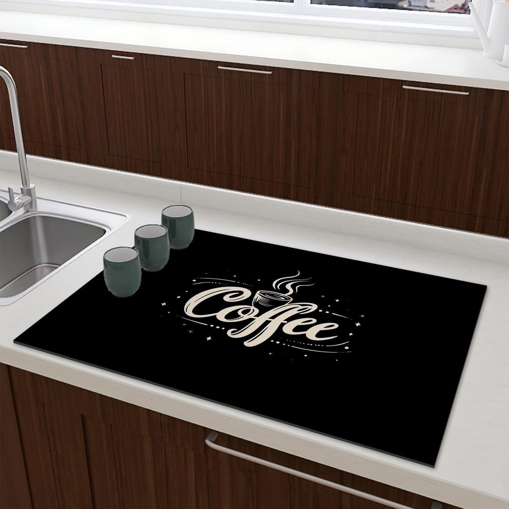Kaffeemaschinenmatte Wasserdicht Küchen Geschirrtrockenmatten Rutschfeste Abtropfmatte Schnelltrocknend Geschirr Wasserhahn Essgeschirr Teppich