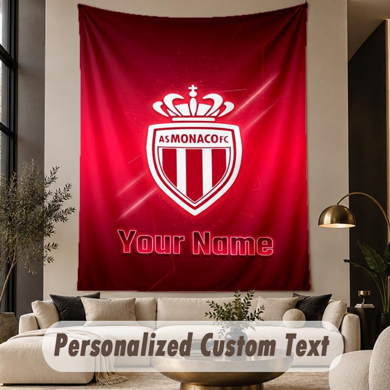 Custom Text Tapestry Monaco FC Print Wall Tapestry Indoor Living Room Wall Decor