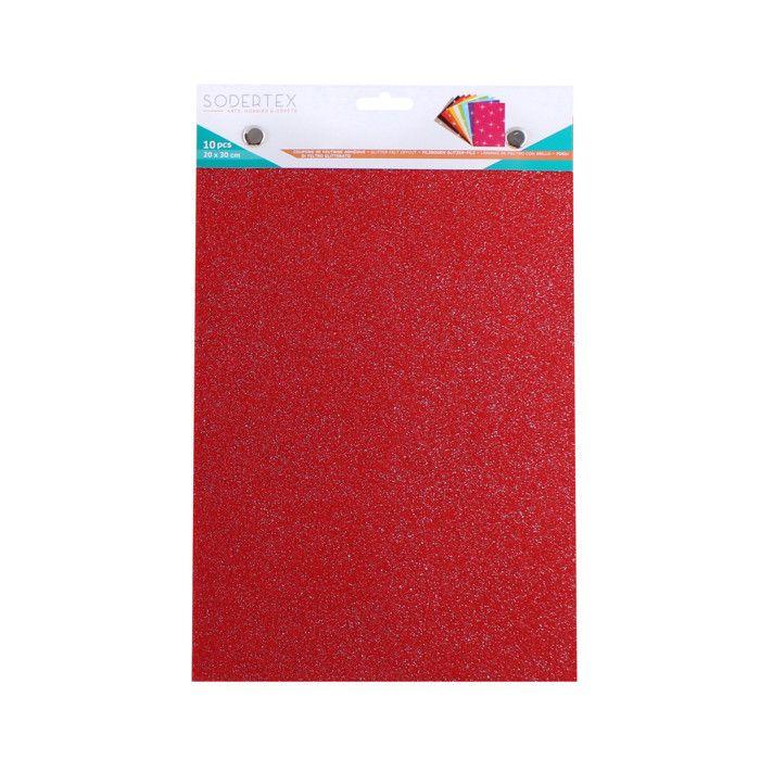 Coupons Feutrine Pailletée - SODERTEX - 20x30cm - 10 Couleurs - 1mm d'Épaisseur - 140g/m2