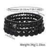 4PC Fashion Black Gallstone Volcanic Stone Wood Bead Multi layer Men's Combination Elastic Bracelet Couple Friends Jewelry