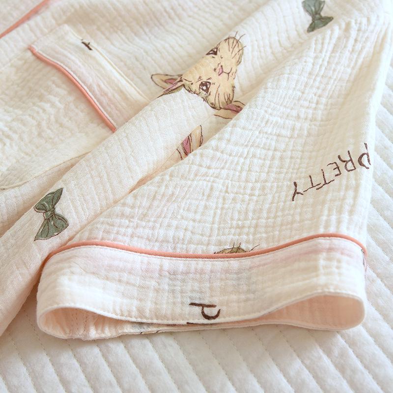 Women's Summer Cotton Crepe Pajama Set with Short Sleeves & Shorts