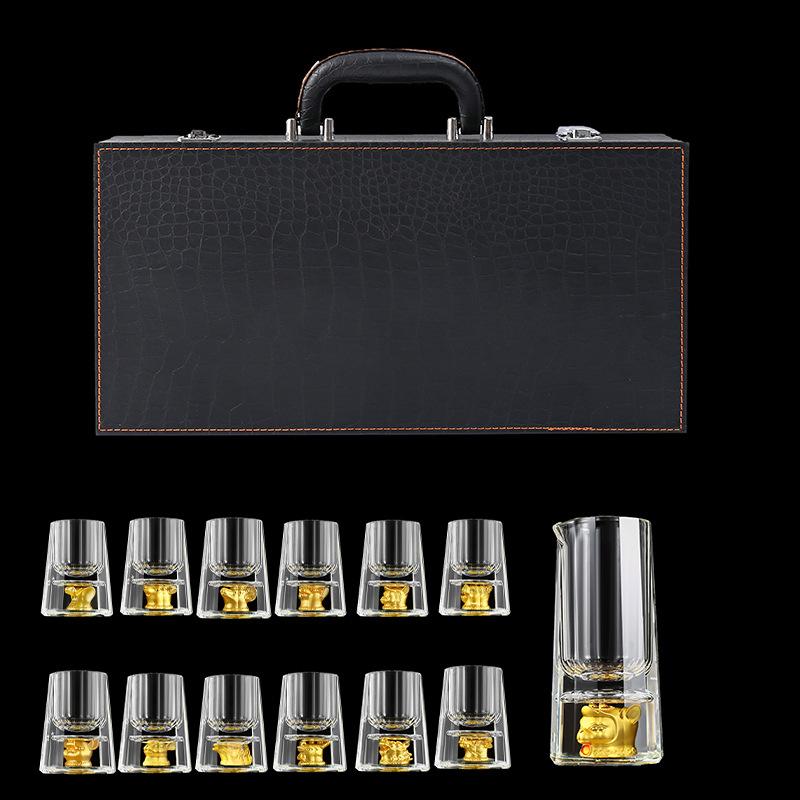 

High-End Crystal Glass Baijiu Cup Creative 12 Zodiac Set Small Wine Glass Household Spirit Glass One Drink Glass Set