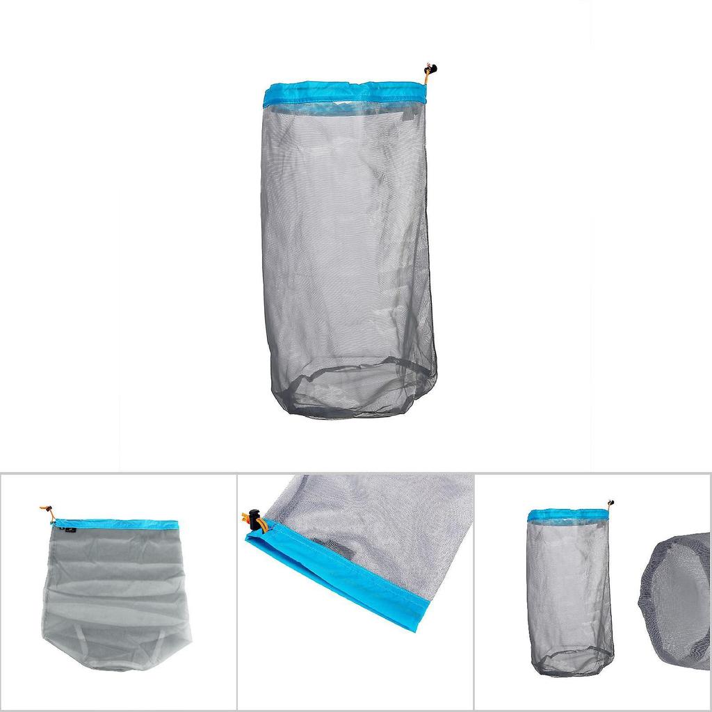 Ultraleichter Mesh-Sack mit Kordelzug für Outdoor-Reisen, Wandern, Camping, Aufbewahrungstasche(Blau XL)