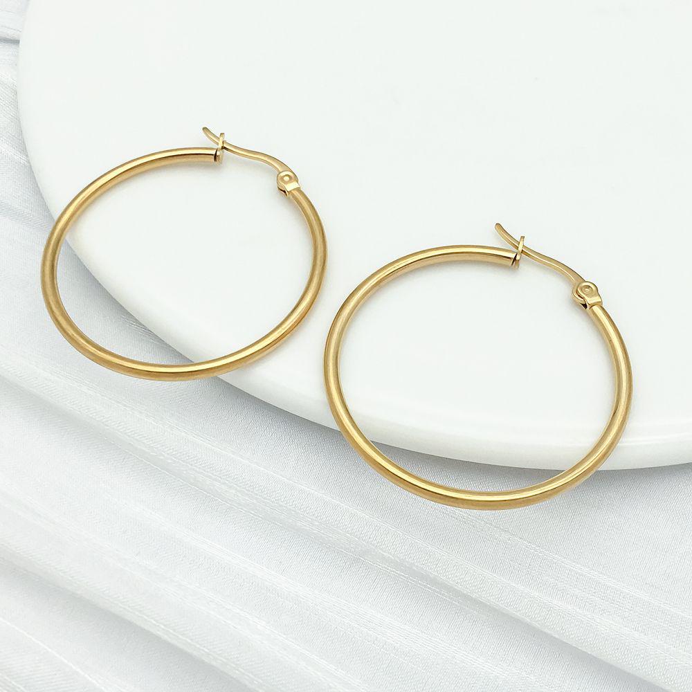 Stainless Steel Vacuum-Plated Large Round Circle Earring Pendant Charm