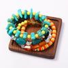 Summer vacation style, forest system, contrasting colors, multi-layer stacked beaded bracelets, fresh atmosphere, white travel women