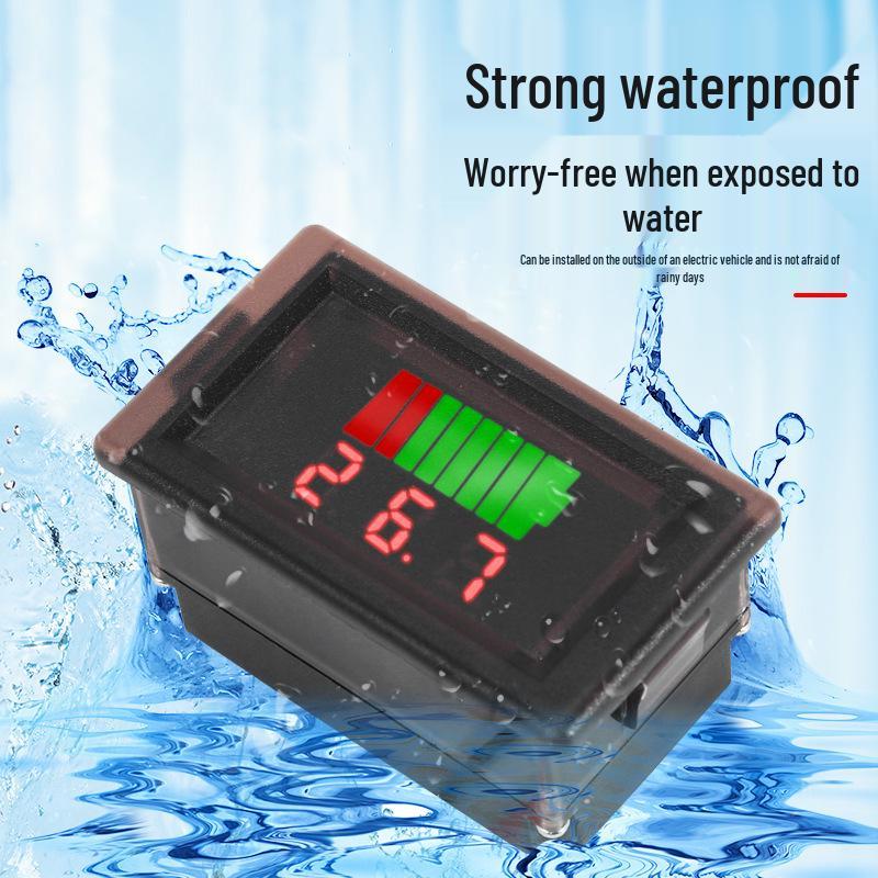 Waterproof Electric Vehicle Battery Voltage Display with Universal Reverse Connection Protection