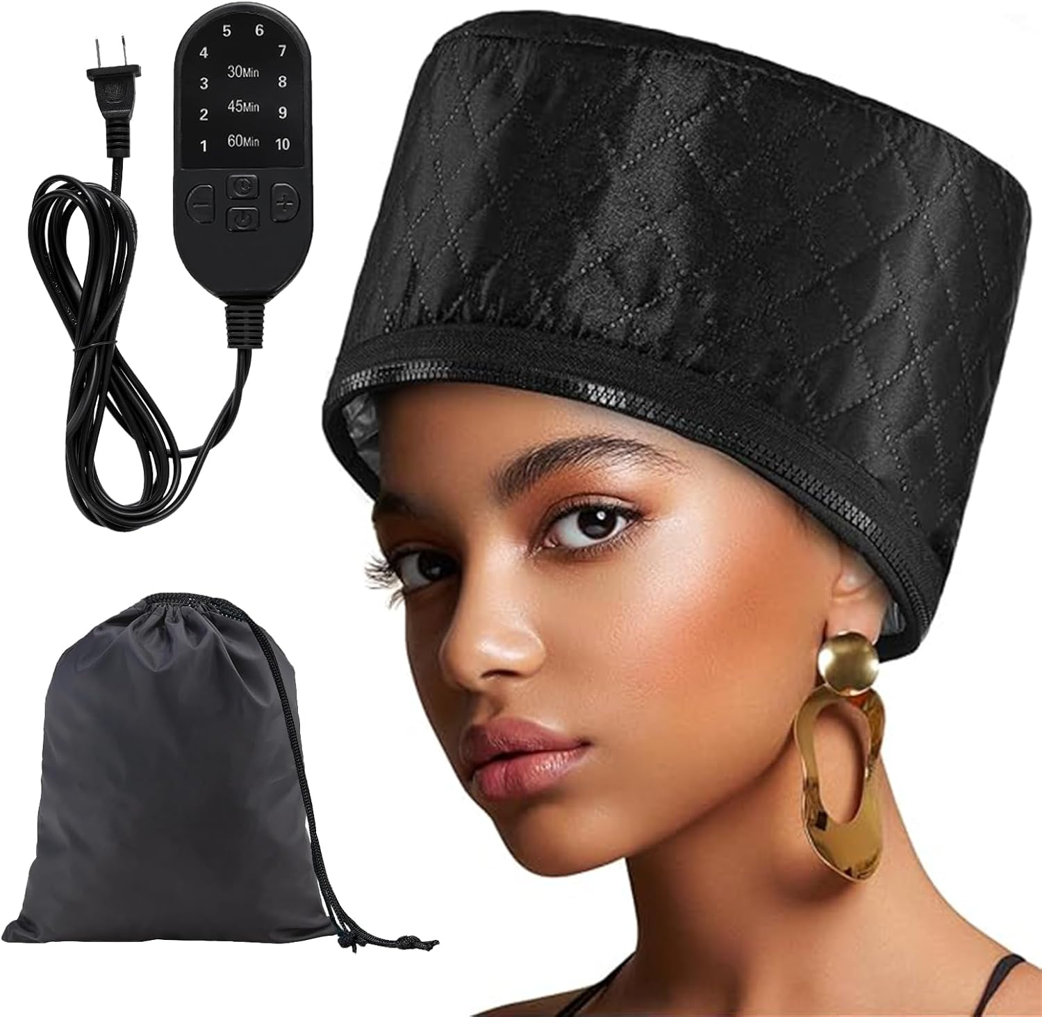 

Hair Steamer Heat Cap for Deep Conditioning, Thermal Steam Cap for Natural Hair Home Use with 10 Modes 3 Timer Settings All Blac United States
