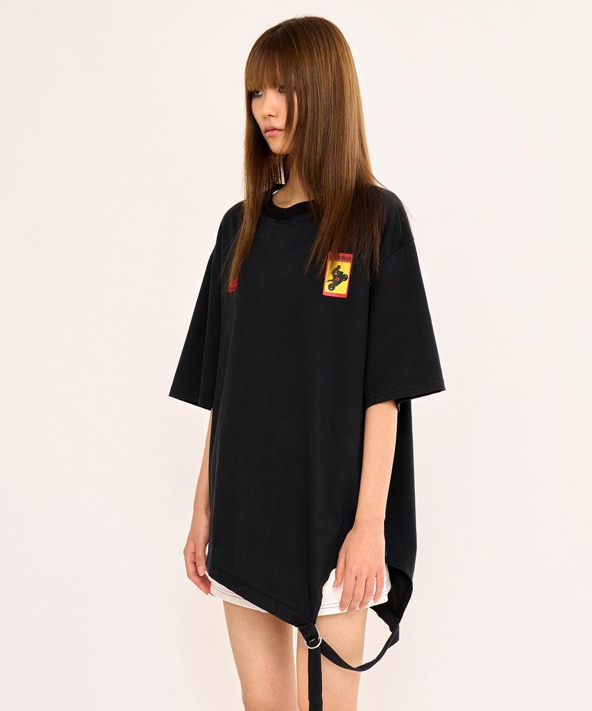 FANYOUNG Diagonal Stripe Short Sleeve Tee Black