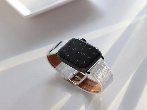 [APOSTROPH KOMMA] Apostroph Komma Leder Arbeits Apple Watch Armband Lederband Weiß