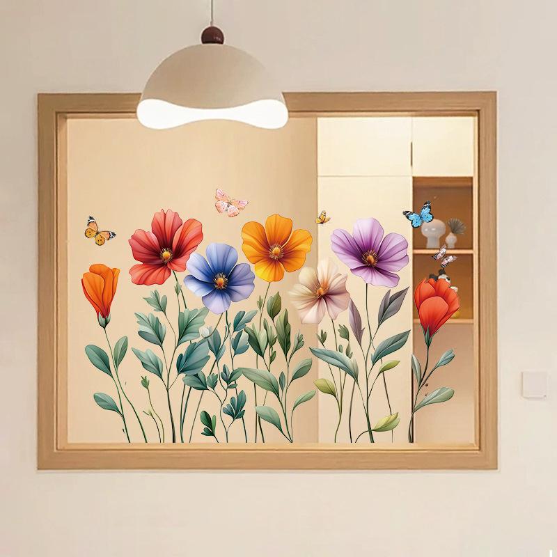 New Spring Butterfly Flower Stickers Window Glue-free and Easy To Remove Electrostatic Glass Stickers