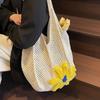 Summer small fresh simple casual hollow woven tote bag light large capacity versatile vacation style shoulder bag women