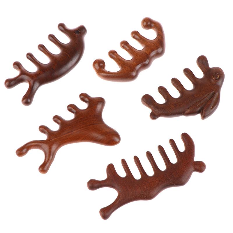 Wood Therapy Massage Comb Head Face Scalp Gua Sha Massager Natural Facial Sandalwood Wide Tooth Guasha Scraping Body Massage