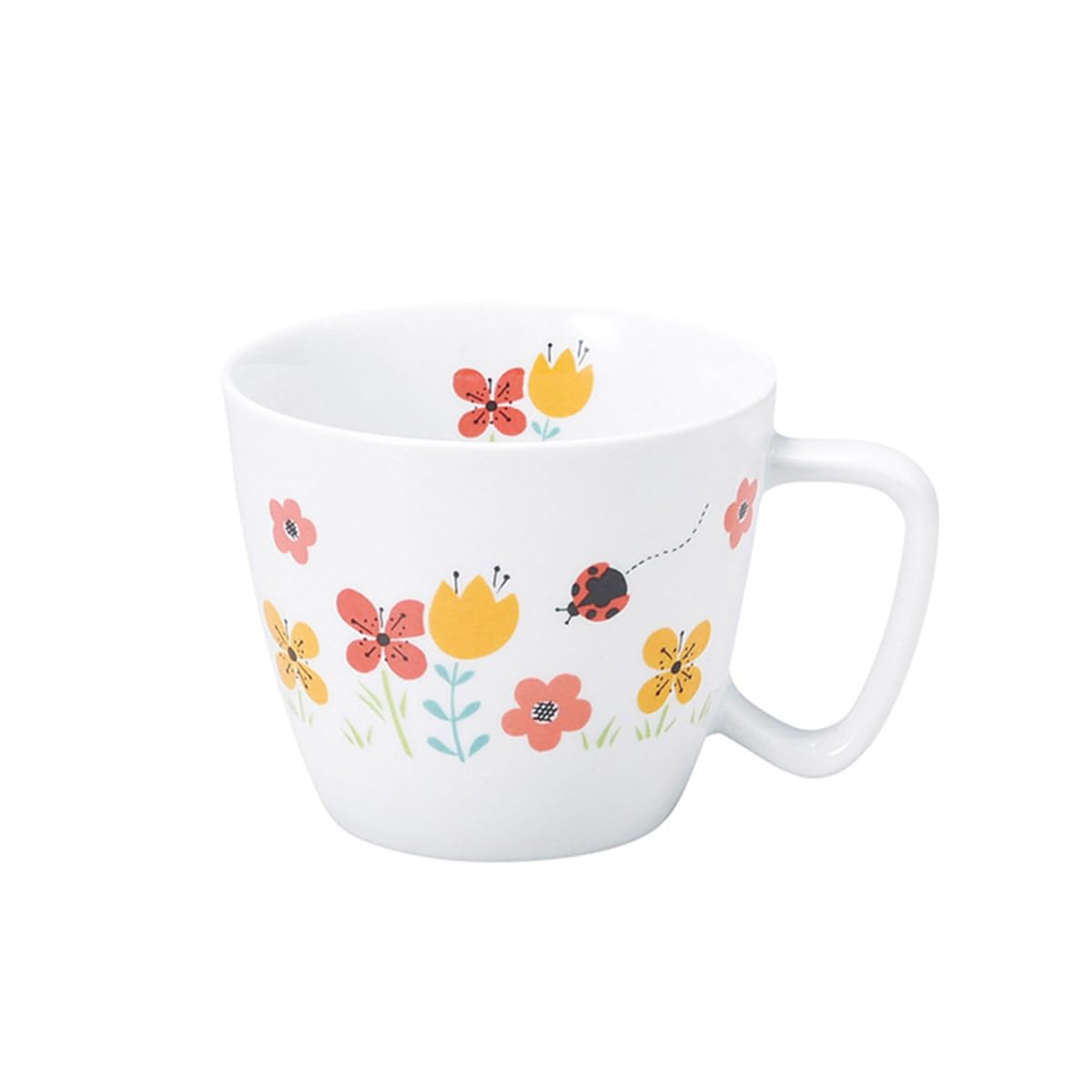

[Official] OGISO Nursery Tableware, Reinforced Porcelain Cup with Easy-Grip Handle, Blume, Orange, 19561340B100