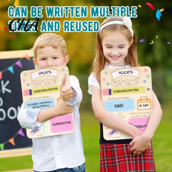 Reusable Menu Board First Day of School Sign, Wooden Chalkboard Sign for Kids, Back Message Center to Decorations Supplies Kindergarten Preschool and