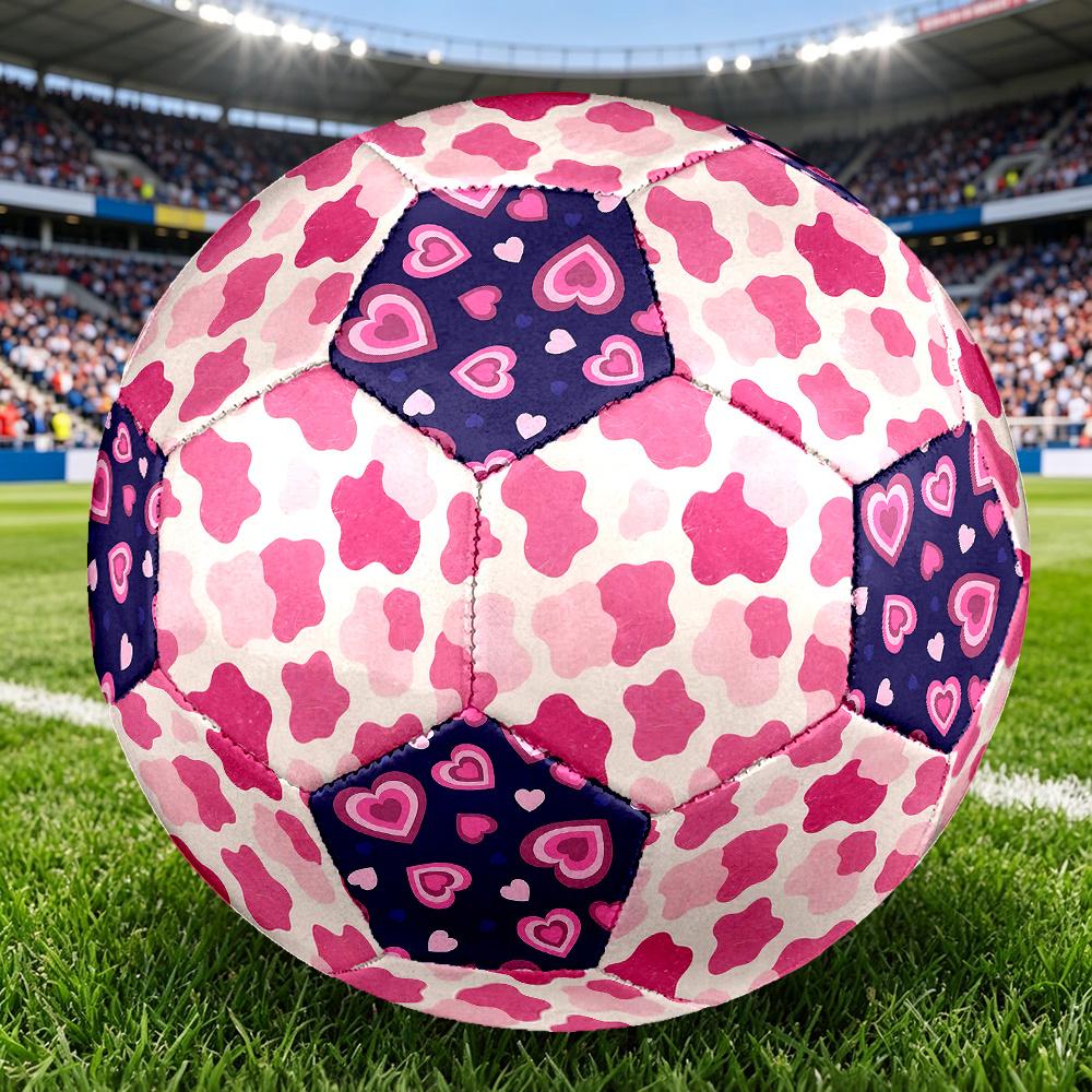 1PC Abstract Pink Shapes Hearts Soccer Ball Size 5 Football Machine Sewn Indoor/Outdoor Universal Football A112