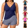 Women's High Waist Tank Top and Swim Shorts Two Piece Swimsuit Set for Summer Beach