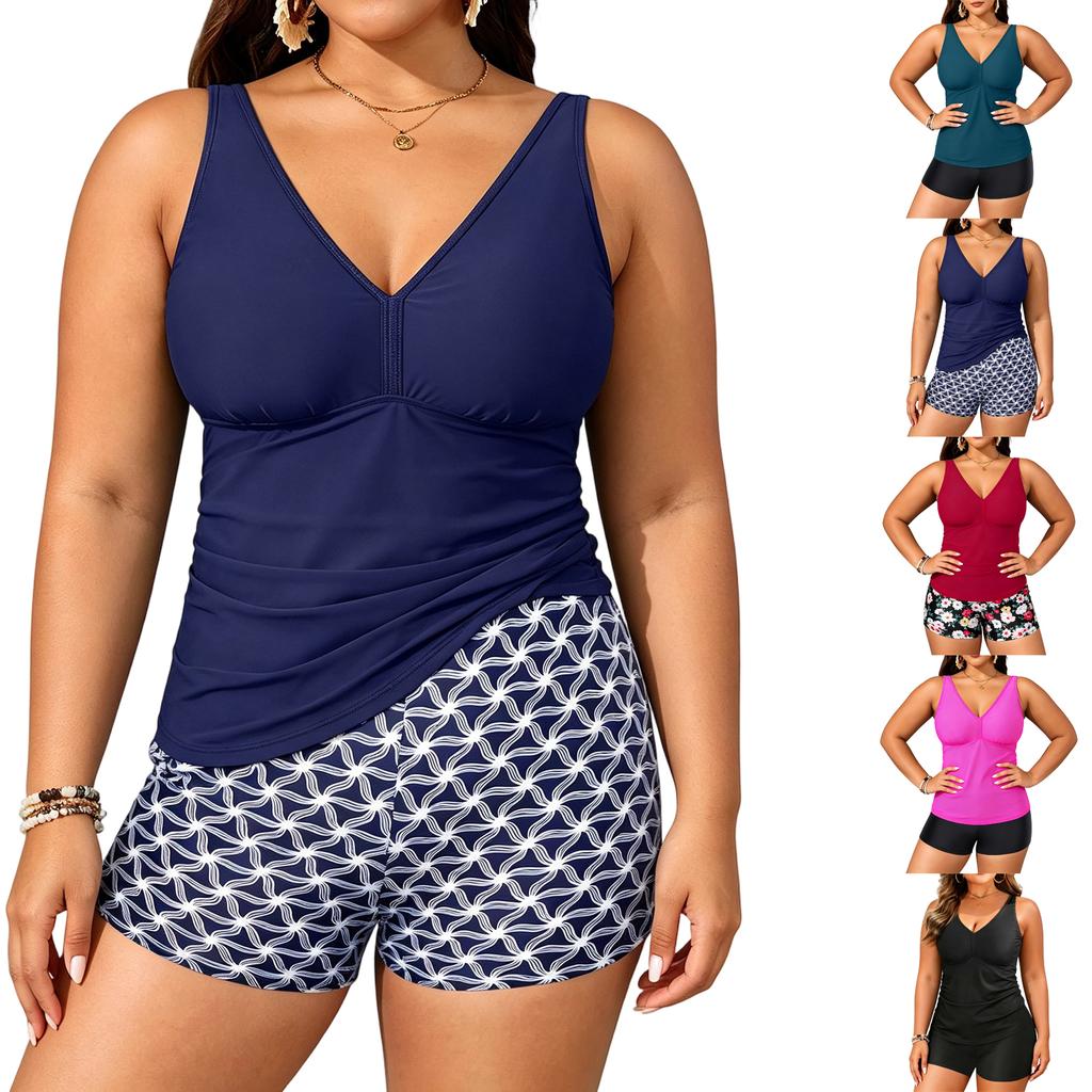 Women's High Waist Tank Top and Swim Shorts Two Piece Swimsuit Set for Summer Beach