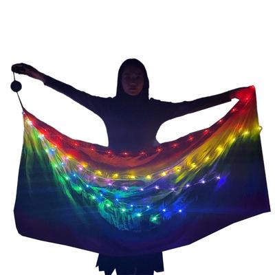 סרטי כושר LED צעיפי ריקוד משי LED פוי ריקודי בטן זרמי ריקוד כדורי הטלה למסיבות ריקודים הופעות