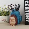 Adorable Hedgehog Resin Pen & Pencil Holder - Compact Portable Desk Organizer with Painted Finish