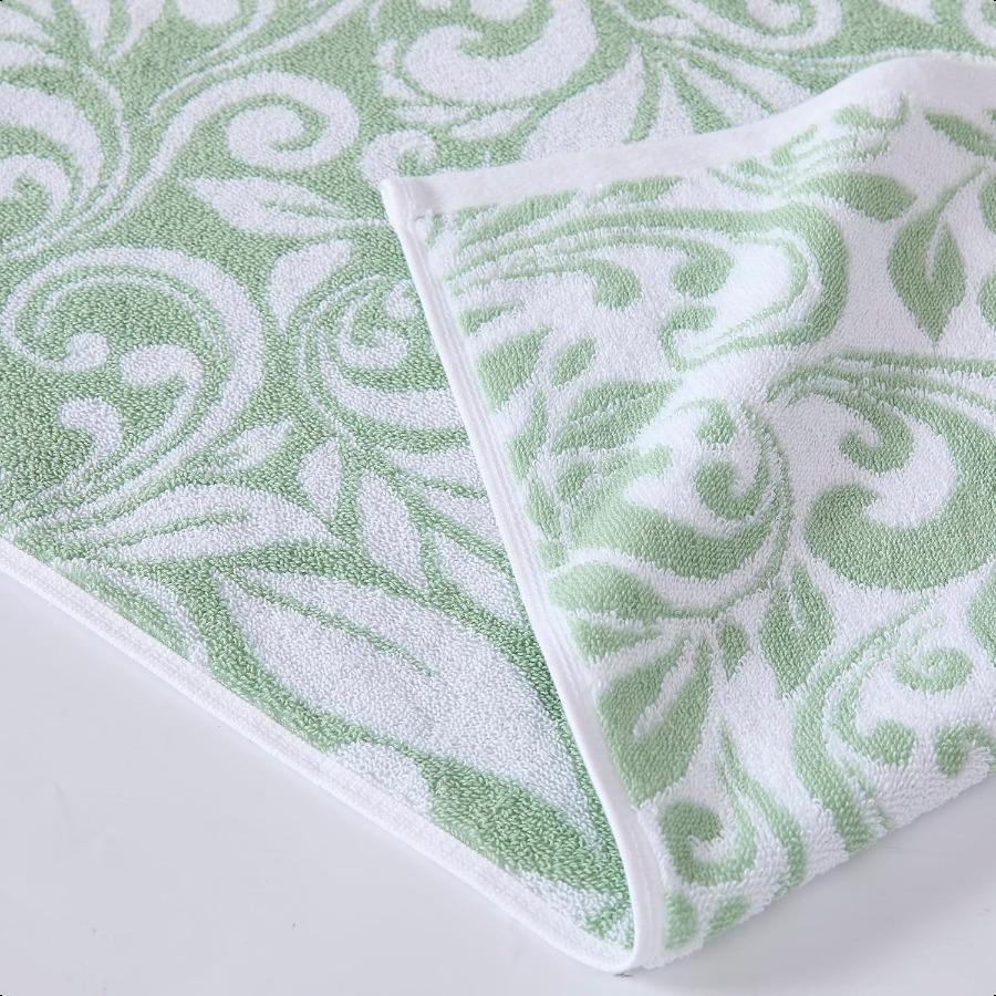 Trefoil Filigree 6Piece 100 Cotton Towel Set Reversible Yarn Dyed Jacquard Includes 2 Bath Towels 2 Hand Towels 2 Washcloths Ab