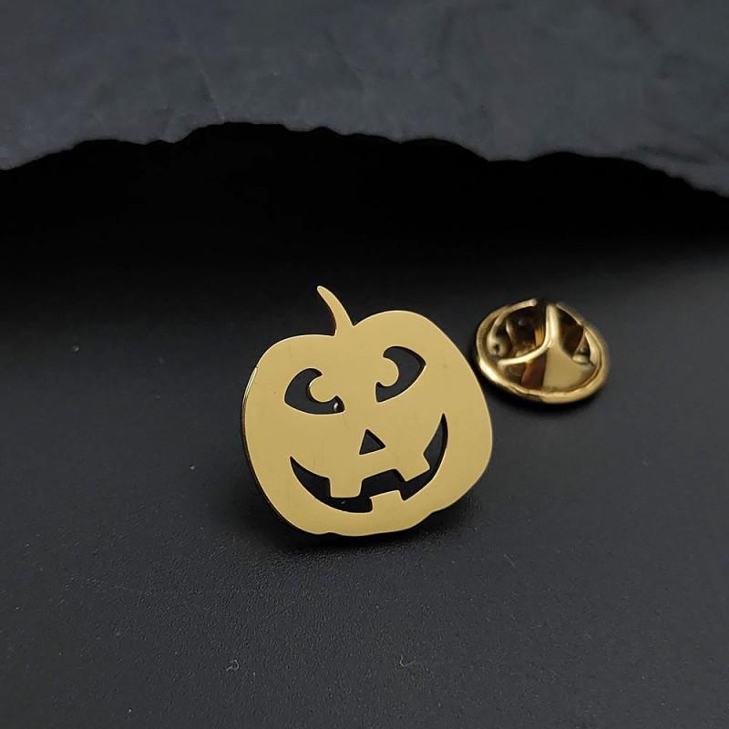 Ghost Head Pumpkin Brooch Cufflinks 3D Creative Halloween Festival Party Accessories Suit Coat 14k
