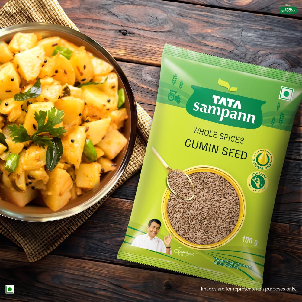 Tata Sampann Whole Cumin Seeds Jeera Natural Aroma Rich Flavor Spices For Cooking And Global Recipes 100g