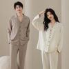 Tencel Cotton Lyocell Couple Pajama Set - Long Sleeve Casual Homewear for Women and Men