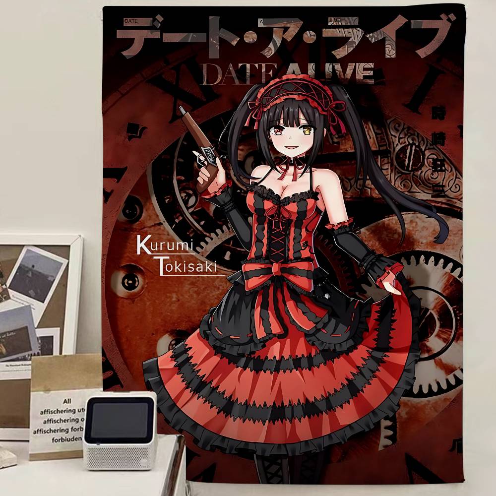 Cool And Cute T-Tokisaki Kurumi Anime Anime Tapestry Hanging Tarot Hippie Wall Rugs Dorm Home Decor