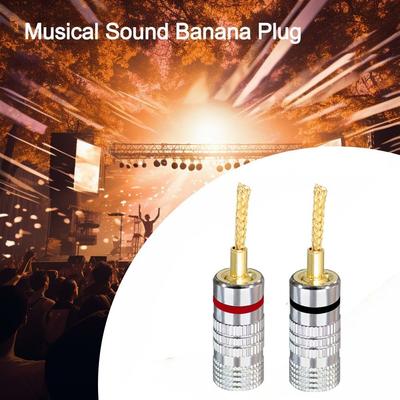 24K Musical Sound Banana Plug Gold Plated Pin Screw Type Speaker Wire Cable Connectors for Speaker Wire Speakers Amplifier
