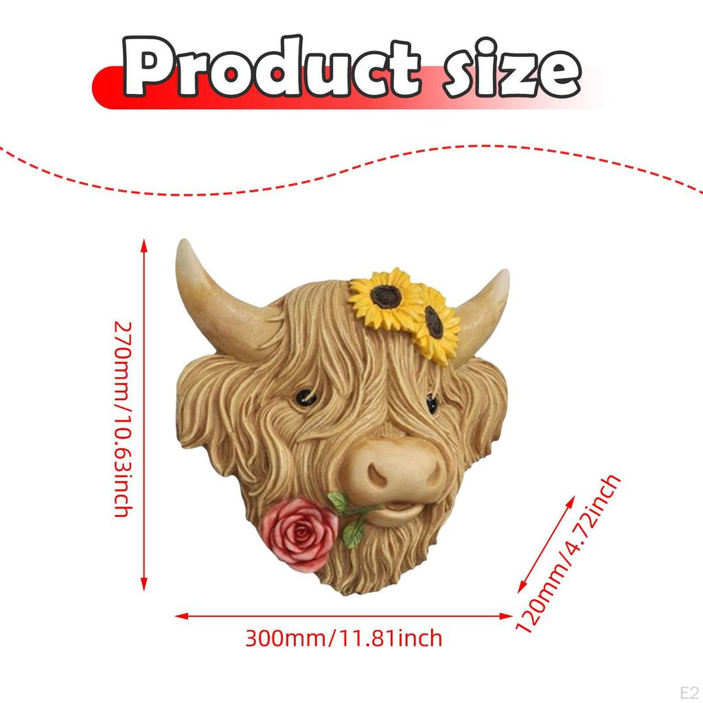 Kuh Dekoration Kopf Figur Ornament Wandkunst für Büro Garten