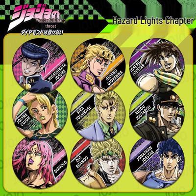 JOJO's Bizarre Adventure Double Flash Badge: HD Print, 75mm/58mm Diameter, Anime Button Pin