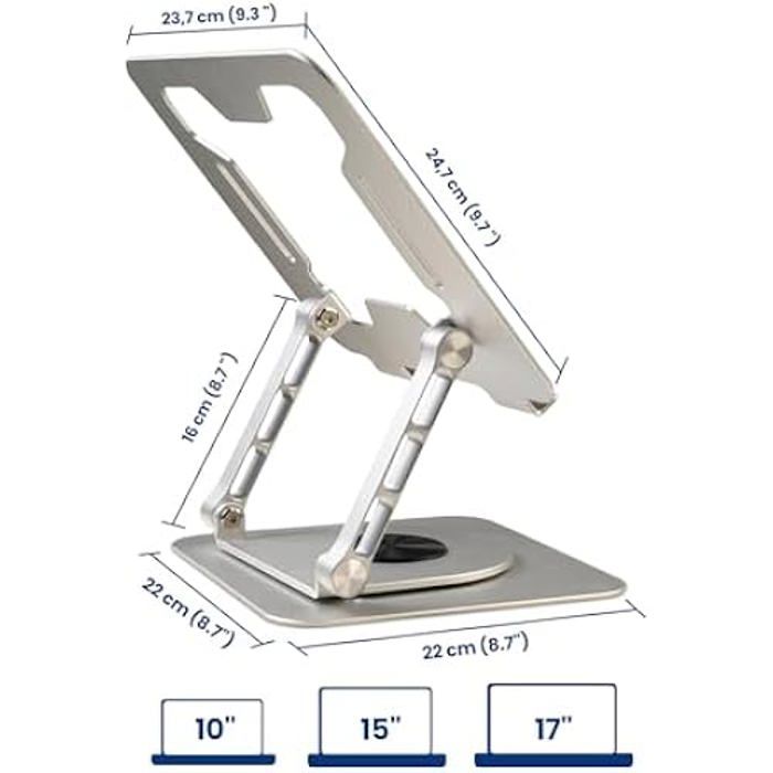 Laptop Stand - Ewent - 360° Rotatable - Adjustable Height - Aluminum Alloy - Ergonomic