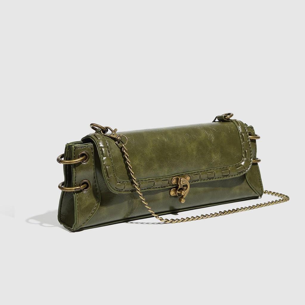Buckle Bronze Gold Lock Antique Crossbody Clutch Shoulder Bag For Women