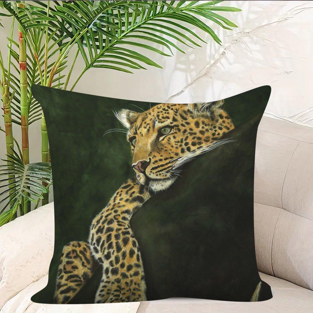 2D Flat- # Luxury Leopard Print Throw Pillow Cover Wild Animal Decorative Cushion Case For Sofa Bedroom Living Room
