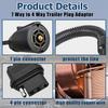 Universal Waterproof 7 Way Round to 4 Way Flat Adapter Trailer Wiring Harness Power Supply Extension Cord for Trucks RV Pickups
