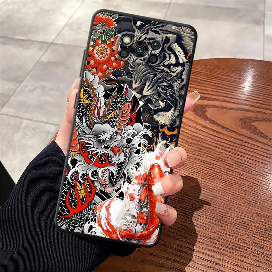 

Чехол для телефона Funda для Xiaomi Poco F8 M5 X3 X4 X5 X7 Pro M3 M4 M7 Pro F3 C75 F1 C61 C71 C50 Сшивка Тигр Дракон Poco x7 pro