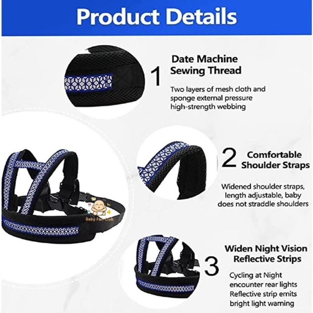 Atmungsaktiver Motorrad-Sicherheitsgurt mit zwei Griffen, Kinder-Sicherheitsgurt, Kindersitzgurt für Kinder