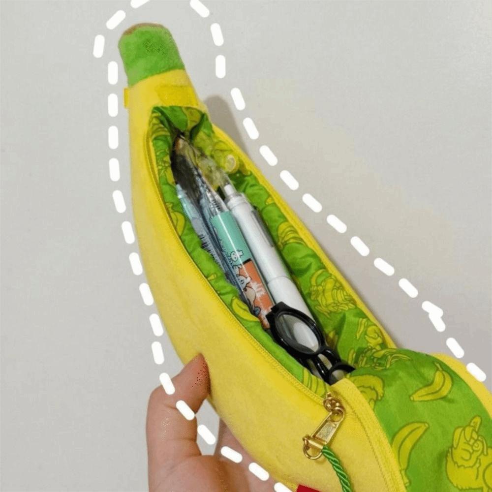 Print Banana Shape Pencil Case Desktop Storage Large Capacity Korean Style Pen Bag Stationery Storage Cute Pencil Pouch