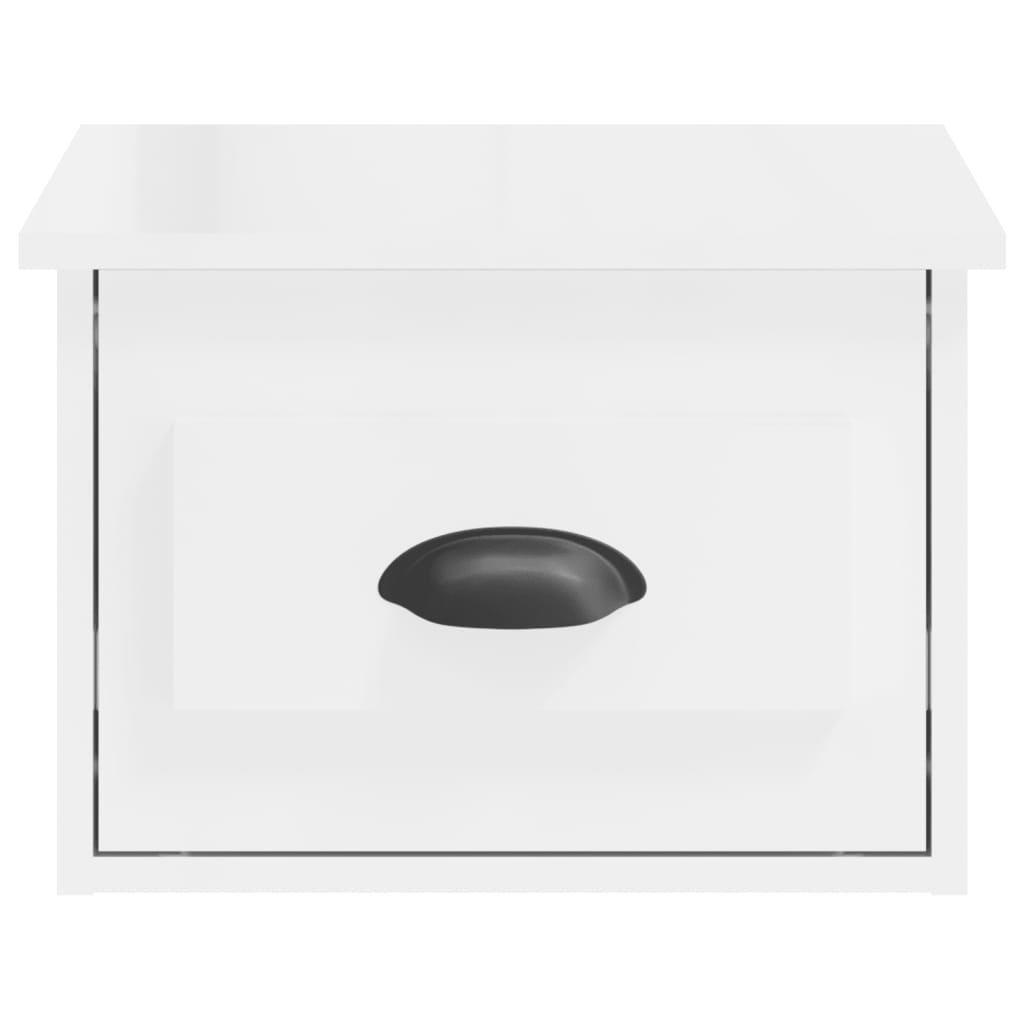 Wall Mounted Nightstand High Gloss White 41.5 x 36 x 28 cm