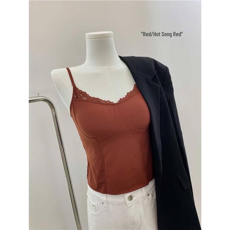 Women's Lace Warm Vest Tank Top - Autumn & Winter Integrated Bra Base Layer