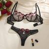 Exclusive Floral Embroidery Push-up Lingerie Set for Women - Ultra-thin, Sexy, Pure Desire Bra