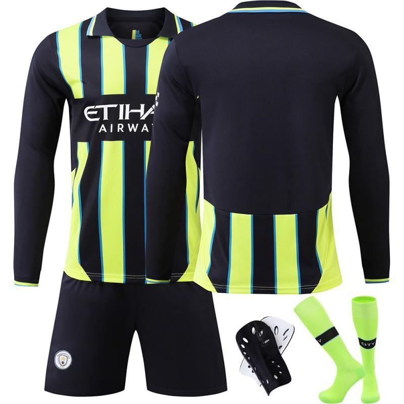2425 Manchester City Away Shirt No. 9 Harland 17 De Braunet Long-sleeved Football Set Training Clothes