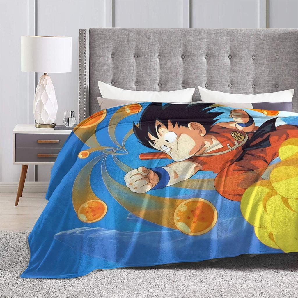 DBZ Kid Goku Flannel Throw Blanket Blankets for Bed Bedroom Lightweight Bedding Throws,