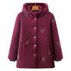 Grandma's Embroidered Velvet Hooded Jacket - Thick, Warm Cotton Padded for Middle-Aged and Elderly Women