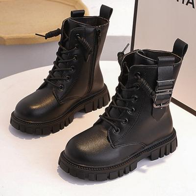 Girls' Short Boots Autumn/winter Korean Version British Style Children's Martin Boots, Medium and Large Children's Princess Leather Boots