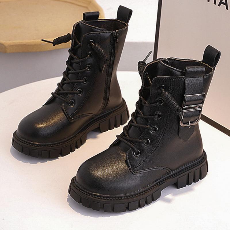 

Девичьи короткие ботинки осень/зима корейская версия британский стиль детские ботинки Мартин, детские кожаные сапоги принцессы для среднего и старшего возраста 37 чёрный