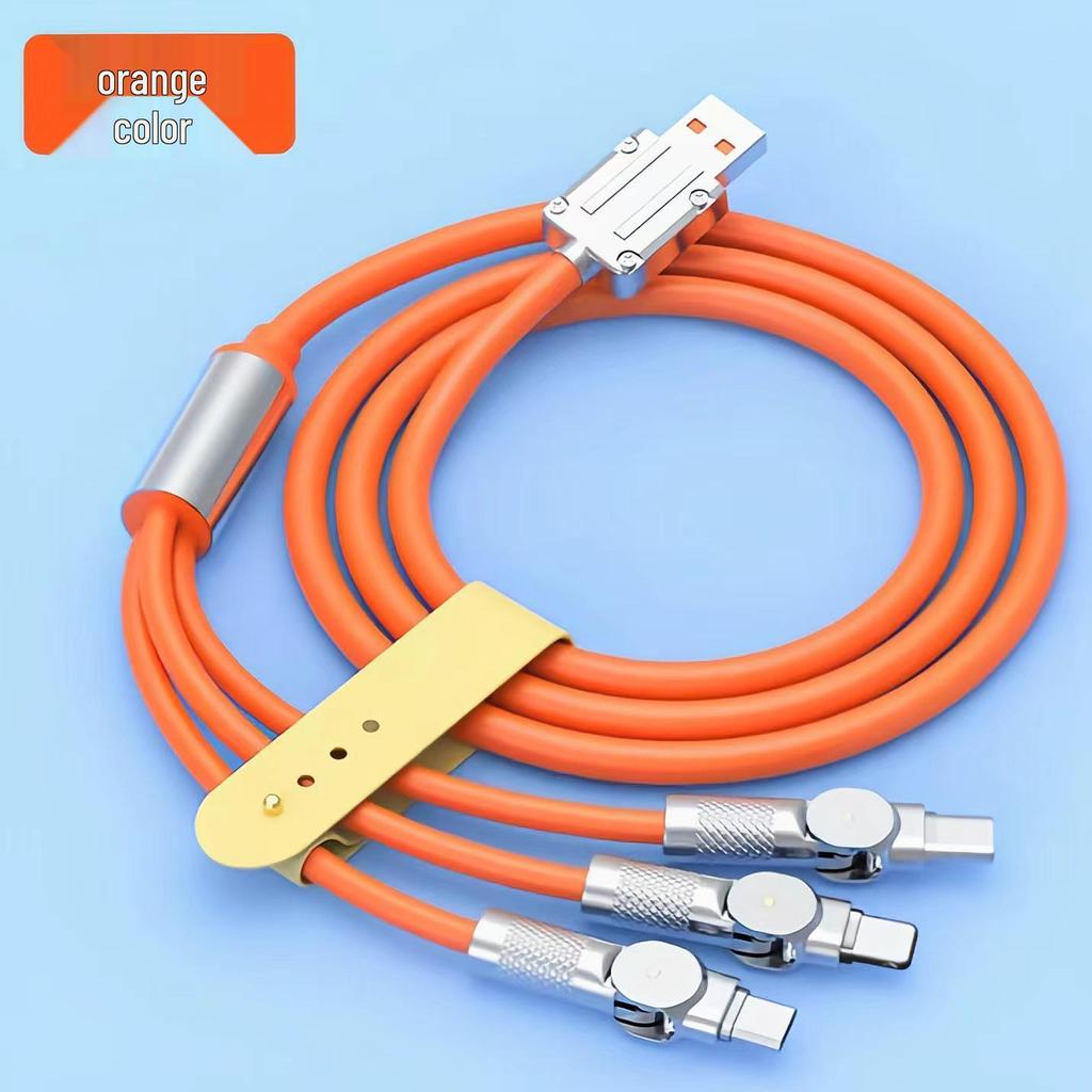 180° Rotating Zinc Alloy 3-in-1 Fast Charging Data Cable